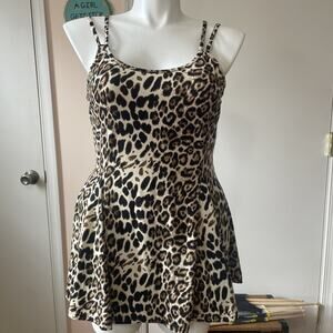 NWOT Zeagoo Cheetah Print Stretch Sleeveless Strappy XXL Peplum Top